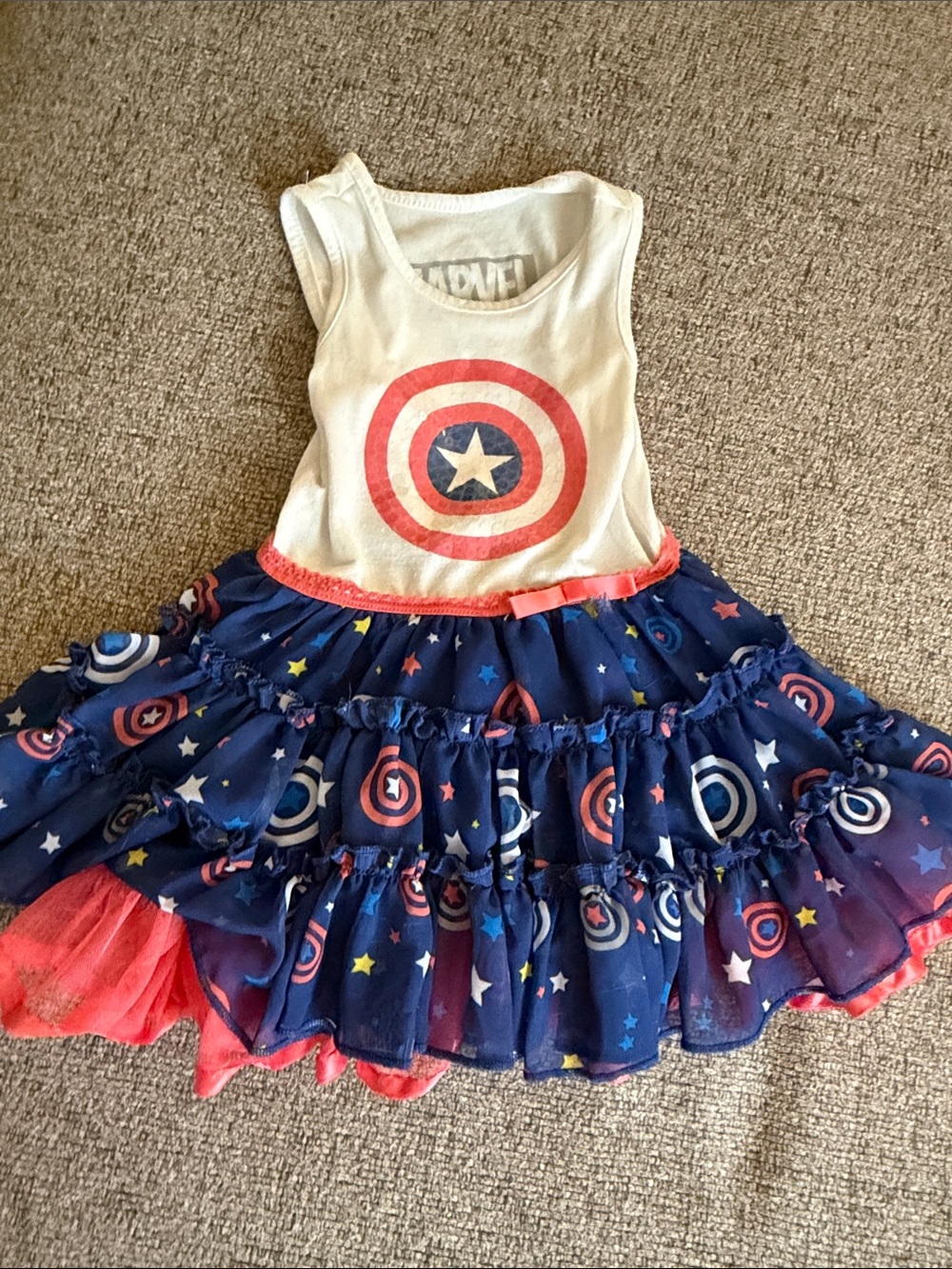 Marvel Captain America White, Navy & Red Girls' Costume Dress